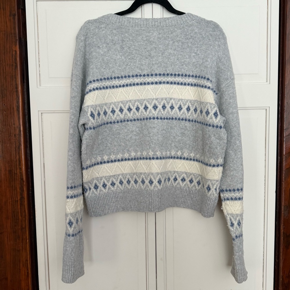 Aerie unReal Fairisle Cardigan Sweater in Medium Heather Gray Size Medium - Picture 3 of 9